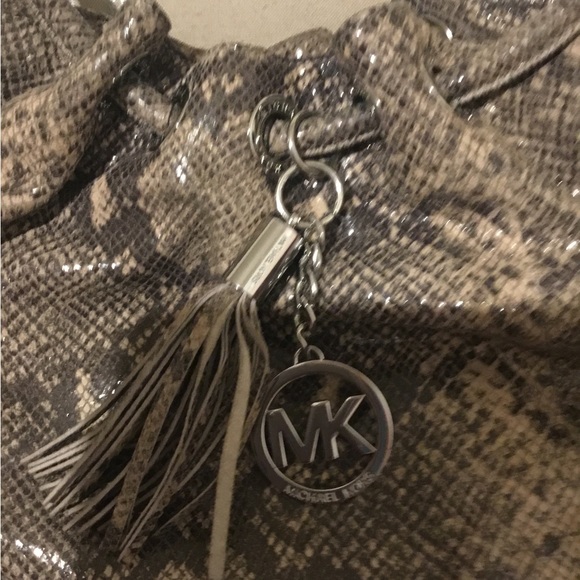 Michael Kors Snakeskin Embossed Leather Hobo Bag - Picture 7 of 16